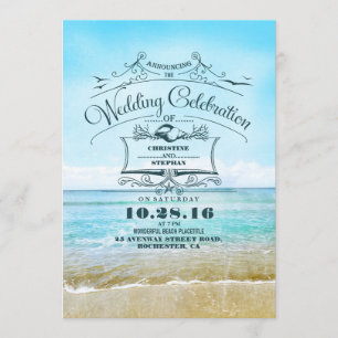 Blue Beach Hochzeitsankündigung Einladungen