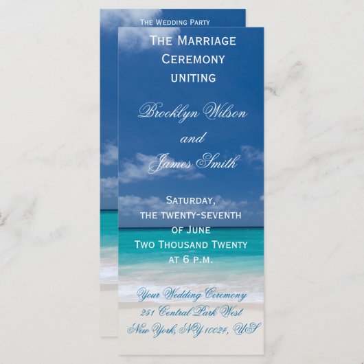 Blue Beach Hochzeitsprogramme Programm (Vorne/Hinten)