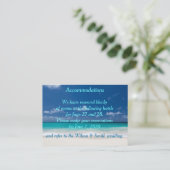 Blue Beach Hochzeitsunterkünfte Business Cards Begleitkarte (Stehend Vorderseite)