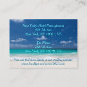 Blue Beach Hochzeitsunterkünfte Business Cards Begleitkarte (Rückseite)