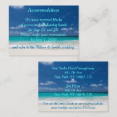Blue Beach Hochzeitsunterkünfte Business Cards Begleitkarte (Vorne/Hinten)