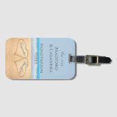 Blue Beach Honeymoon vibes Luggage Tag Gepäckanhänger (Vorderseite (Horizontal))