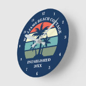 Blue Beach House Palm Tree Island Zuhause Custom Runde Wanduhr (Winkel)