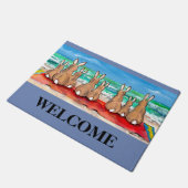Blue Beach House Rabbit Welcome Mat Personalisiert Fußmatte (Schrägansicht)