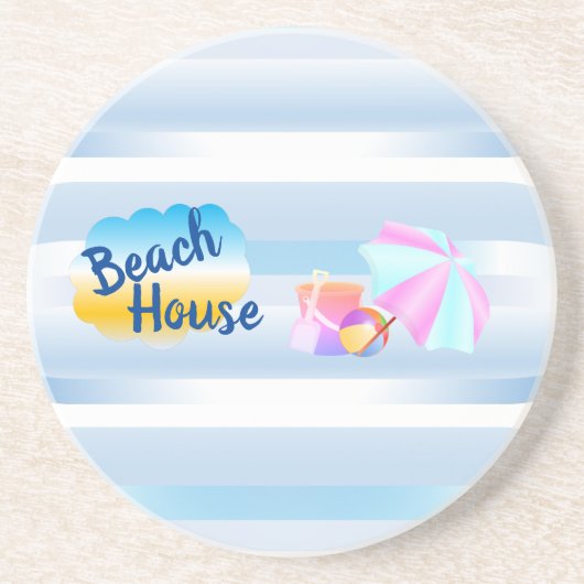 Blue Beach House Sandstone Untersetzer (Vorne)