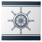 Blue Beach House Schiff Helm Nautical Fliese (Vorderseite)