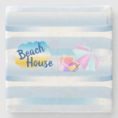 Blue Beach House Stone Untersetzer (Vorderseite)