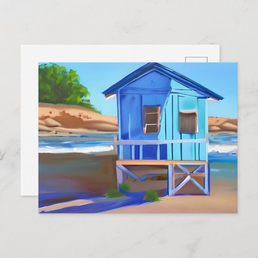 Blue Beach House und Ocean | BEHALTEND TOUCH Postkarte (Vorne/Hinten)