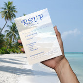 Blue Beach Island Hochzeit in Urlaubsort RSVP Karte