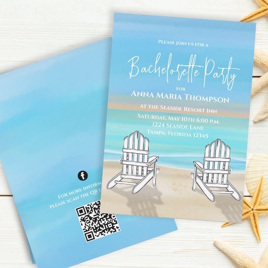 Blue Beach Junggeselinnen-Abschied QR Code Social  Einladung