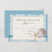 Blue Beach Lace Sand Dollar und Starfish RSVP Karte (Vorne/Hinten)