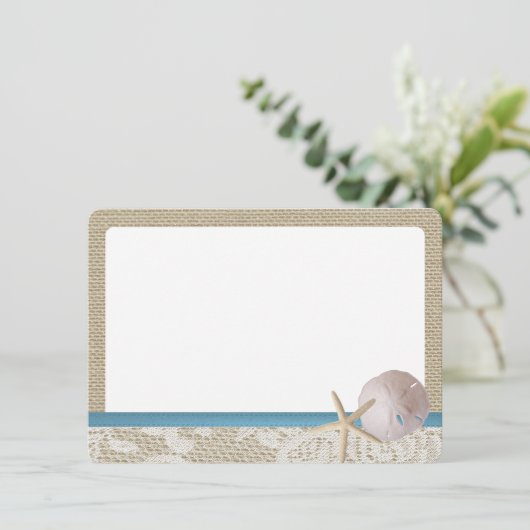 Blue Beach Lace Sand Dollar Vielen Dank Dankeskarte (Stehend Vorderseite)