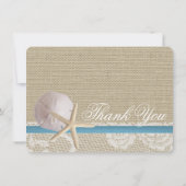 Blue Beach Lace Sand Dollar Vielen Dank Dankeskarte (Rückseite)