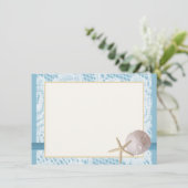 Blue Beach Lace Sand Dollar Vielen Dank Dankeskarte (Stehend Vorderseite)