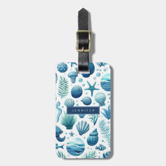 Blue Beach Luggage Tags Gepäckanhänger (Vorderseite vertikal)