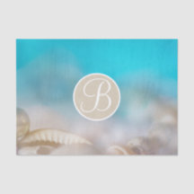 Blue Beach Muscheln Eleganter Monogram Letter Init