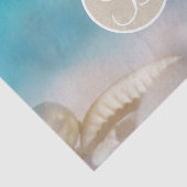 Blue Beach Muscheln Eleganter Monogram Letter Init Seidenpapier (Ausschnitt)