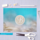 Blue Beach Muscheln Eleganter Monogram Letter Init Seidenpapier (Handwerk)