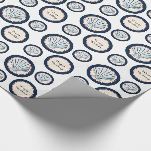 Blue Beach Muscheln Geburtstag Geschenkpapier (Ecke)