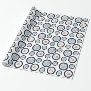 Blue Beach Muscheln Geburtstag Geschenkpapier