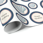 Blue Beach Muscheln Geburtstag Geschenkpapier (Rolleneckpunkt)