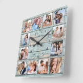 Blue Beach Nautic Driftwood Quadratische Wanduhr (Winkel)