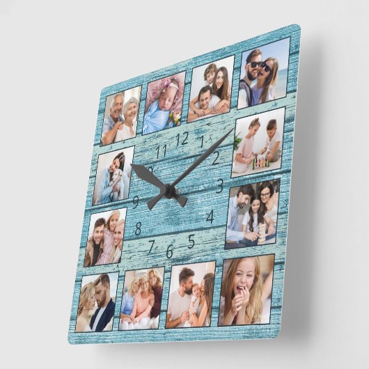 Blue Beach Nautic Driftwood Quadratische Wanduhr (Winkel)