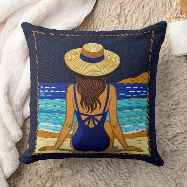 Blue Beach Noir Kissen (Decke)