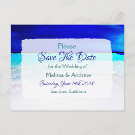 Blue Beach Ocean Themed Wedding Save the Date Ankündigungspostkarte