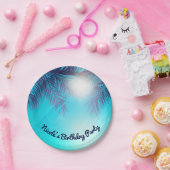 Blue BEACH PARTY Sunny Palm Trees Sommer Geburtsta Pappteller (Party)