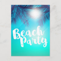 Blue BEACH PARTY Sunny Palm Trees Sommer Party