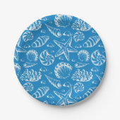 Blue Beach Pattern Pappteller (Vorderseite)