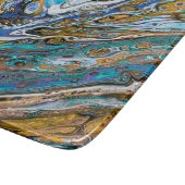 Blue Beach, River Water und Stone abstrakte Kunst Schneidebrett (Ecke)