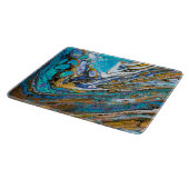 Blue Beach, River Water und Stone abstrakte Kunst Schneidebrett (Ecke)