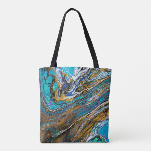 Blue Beach, River Water und Stone abstrakte Kunst Tasche