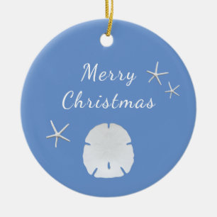 Blue Beach Sand Dollar Weihnachten Keramik Ornament