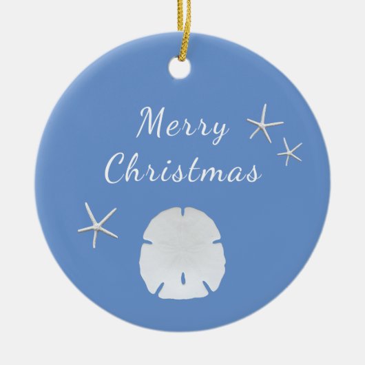 Blue Beach Sand Dollar Weihnachten Keramik Ornament (Vorne)