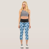 Blue Beach Seashell Pattern Capri Leggings (Vorderseite)