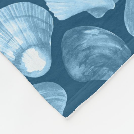 Blue Beach Seashell Pattern Fleecedecke (Ecke)