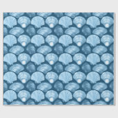 Blue Beach Seashell Pattern Geschenkpapier (Flach)