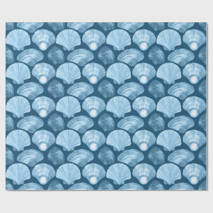Blue Beach Seashell Pattern Geschenkpapier