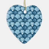 Blue Beach Seashell Pattern Keramik Ornament (Rechts)