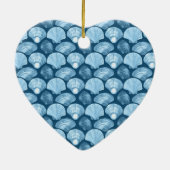 Blue Beach Seashell Pattern Keramik Ornament (Hinten)