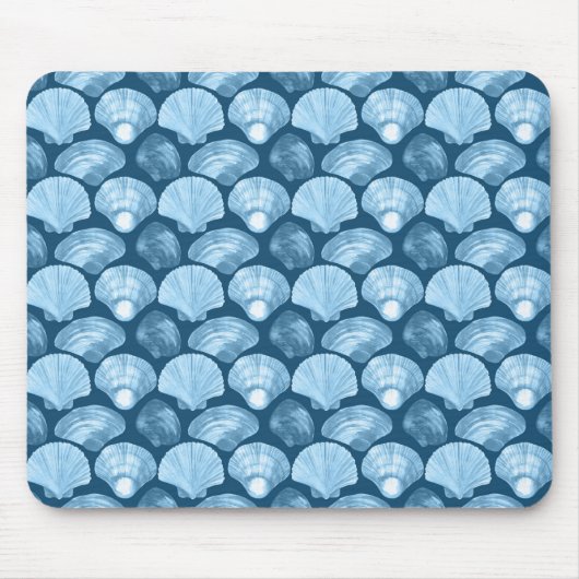Blue Beach Seashell Pattern Mousepad (Vorne)