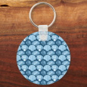 Blue Beach Seashell Pattern Schlüsselanhänger (Vorderseite)