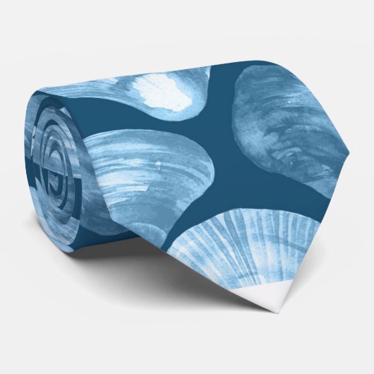 Blue Beach Seashell Pattern Socks Krawatte (Gerollt)