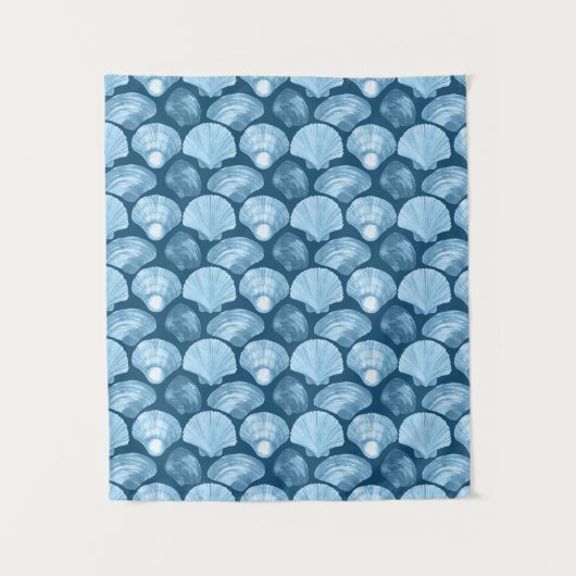 Blue Beach Seashell Pattern Wandteppich (Vorderseite)