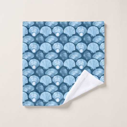 Blue Beach Seashell Pattern Waschlappen (Waschlappen)