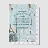 Blue Beach Seashell Starfish Coastal Hochzeit Pergament Einladungen (Versetzt (Einladung))