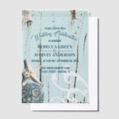 Blue Beach Seashell Starfish Coastal Hochzeit Pergament Einladungen (Versetzt)